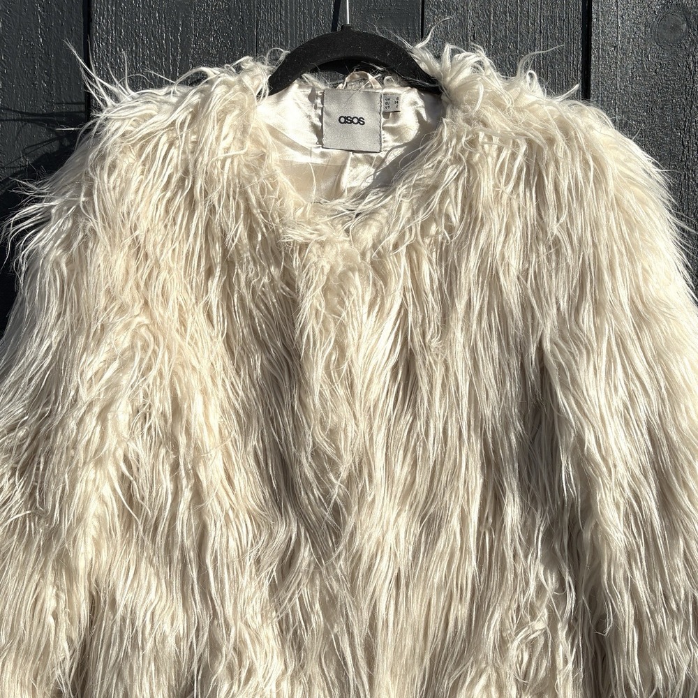 Y2k Boho Shaggy Faux Fur Coat Sz 2 Festival Indie Concert Statement Party Glam - Picture 3 of 13